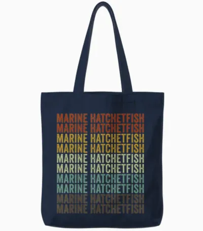 Marine Hatchetfish Fish Retro Tote Bags - Navy