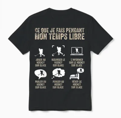 Funny Play Ice Hockey T-Shirt, Black, S Unisex T-Shirt - Black