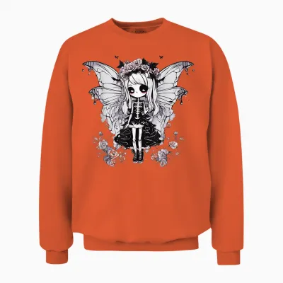 Skeleton Fairy Anime Goth Kawaii Unisex Sweatshirt - Orange