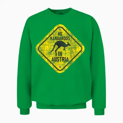 Zookeeper Wildlife Animal Lover T-Shirt with German Text "no Kangaroo in Austria, Black Unisex Sweatshirt - Irish Green