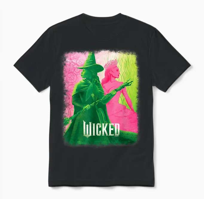Wicked Unisex-Kids Movie Tie-In T-Shirt, Black, Small, Short Sleeve, Crew Neck, Tonal Effect Movie Design Unisex T-Shirt in Black
