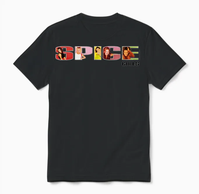 Official Spice Girls Logo T-Shirt, Black Unisex T-Shirt in Black
