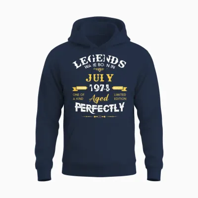 Vintage Aged to Perfection July 1974 Unisex Hoodie - Navy