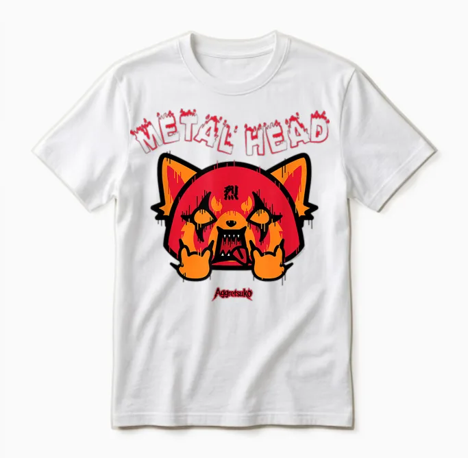 Aggretsuko Rage Metal Head Unisex T-Shirt in White