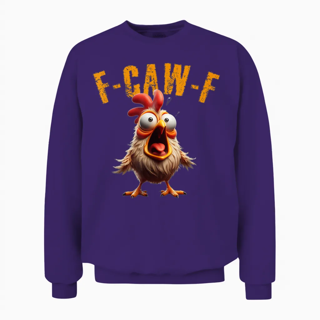 F-Caw-F Funny Chicken Scream Humour Unisex Sweatshirt in Purple