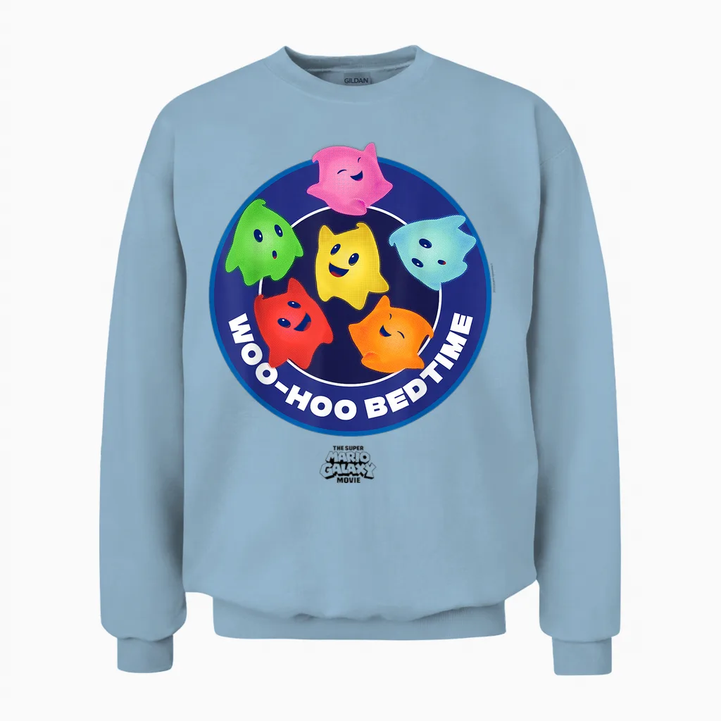 The Super Mario Galaxy Movie Lumas Woo-Hoo Bedtime Unisex Sweatshirt in Light Blue