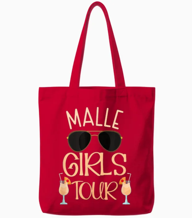 Malle Girls Tour Damen Party Urlaub Outfit Mallorca Tote Bags in Red