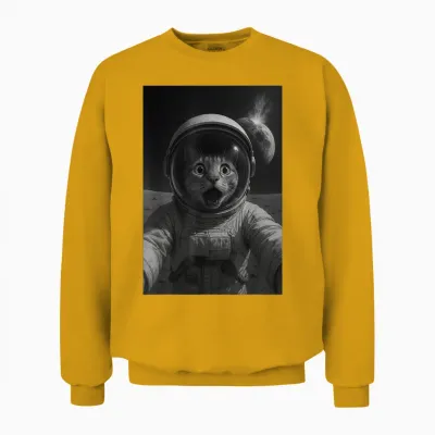Katze Astronaut Auf Dem Mond Lustige Weltraum Katze Unisex Sweatshirt - Gold