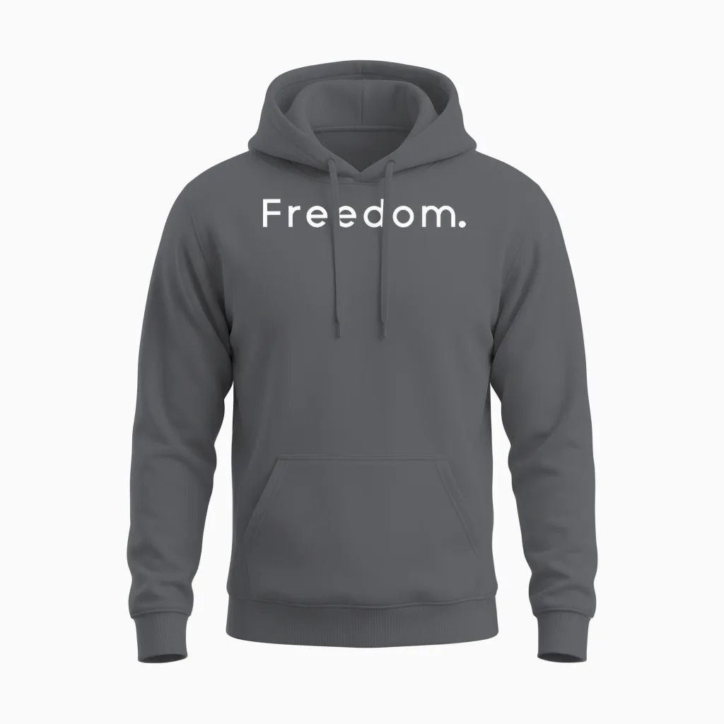 Liberté Minimaliste Design Simple Texte Blanc Unisex Hoodie in Charcoal