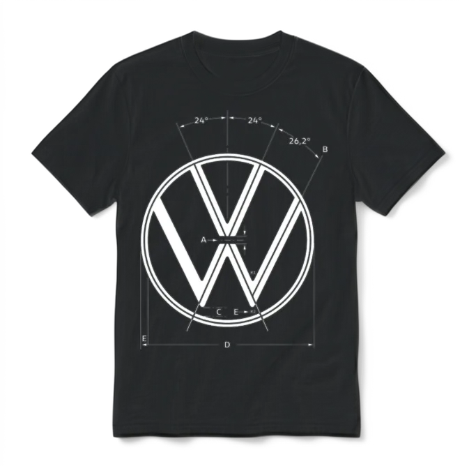 Volkswagen Blue Vw Logo as Construction Graphic Unisex T-Shirt - Black
