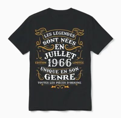 Vintage Cadeau D'anniversaire 60 Ans Nés En Juillet 1966 T-Shirt Haut De Gamme Unisex T-Shirt - Black