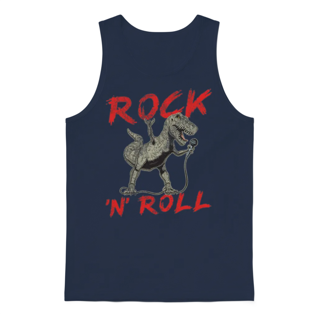 Rock 'n' Roll Dinosaur Music, Concert, Festival Unisex Tank Top - Navy
