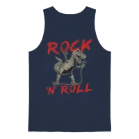 Rock 'n' Roll Dinosaur Music, Concert, Festival Unisex Tank Top - Navy – 1