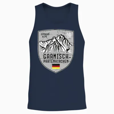 Garmisch Mountain Germany Emblem Unisex Tank Top - Navy