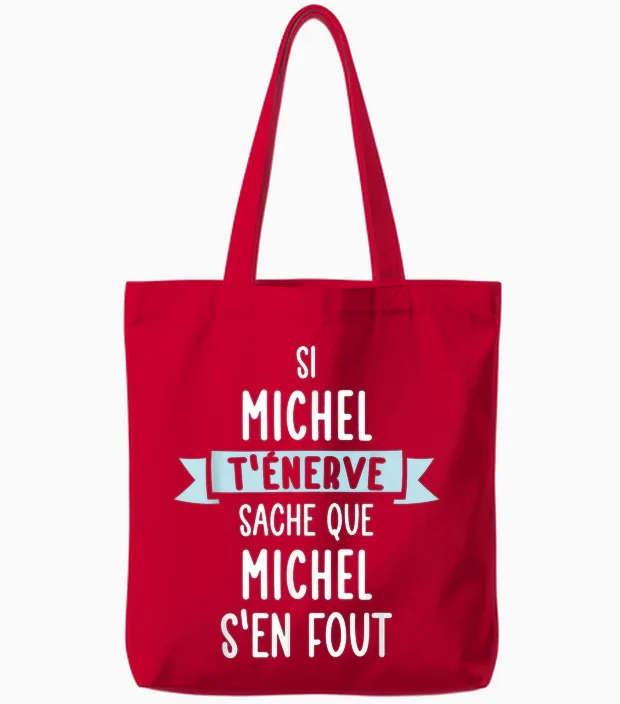 Gift Man Humour Name Personalized Michel T-Shirt, Black, S Tote Bags in Red