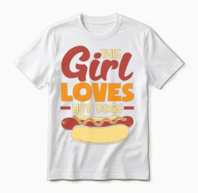 This Girl Loves Hot Dogs Fun Statement Unisex T-Shirt - White