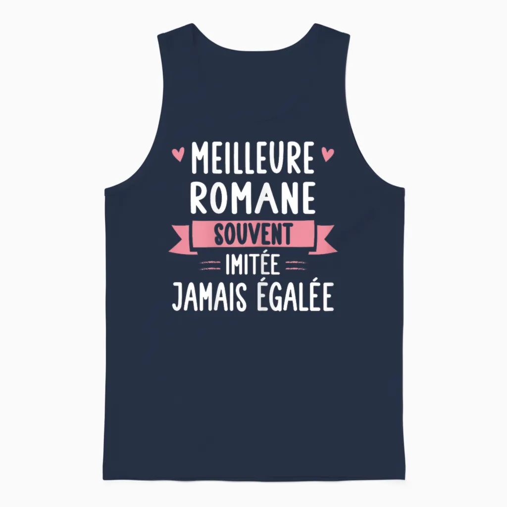 Unique Women's Humour Gift Personalized Name Romane T-Shirt, Black, Female X-Small Unisex Tank Top in Navy