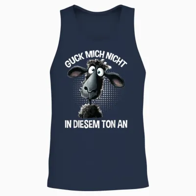 T-Shirt with German Text "guck Mich Nicht in Diesem Ton an Schaf Funny Saying, Black Unisex Tank Top - Navy