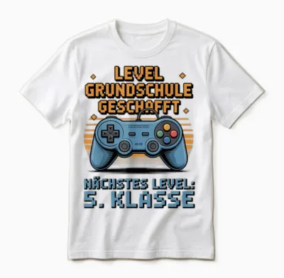 Grundschule Abschluss 2026 Level Grundschule Geschafft Gamer Unisex T-Shirt - White