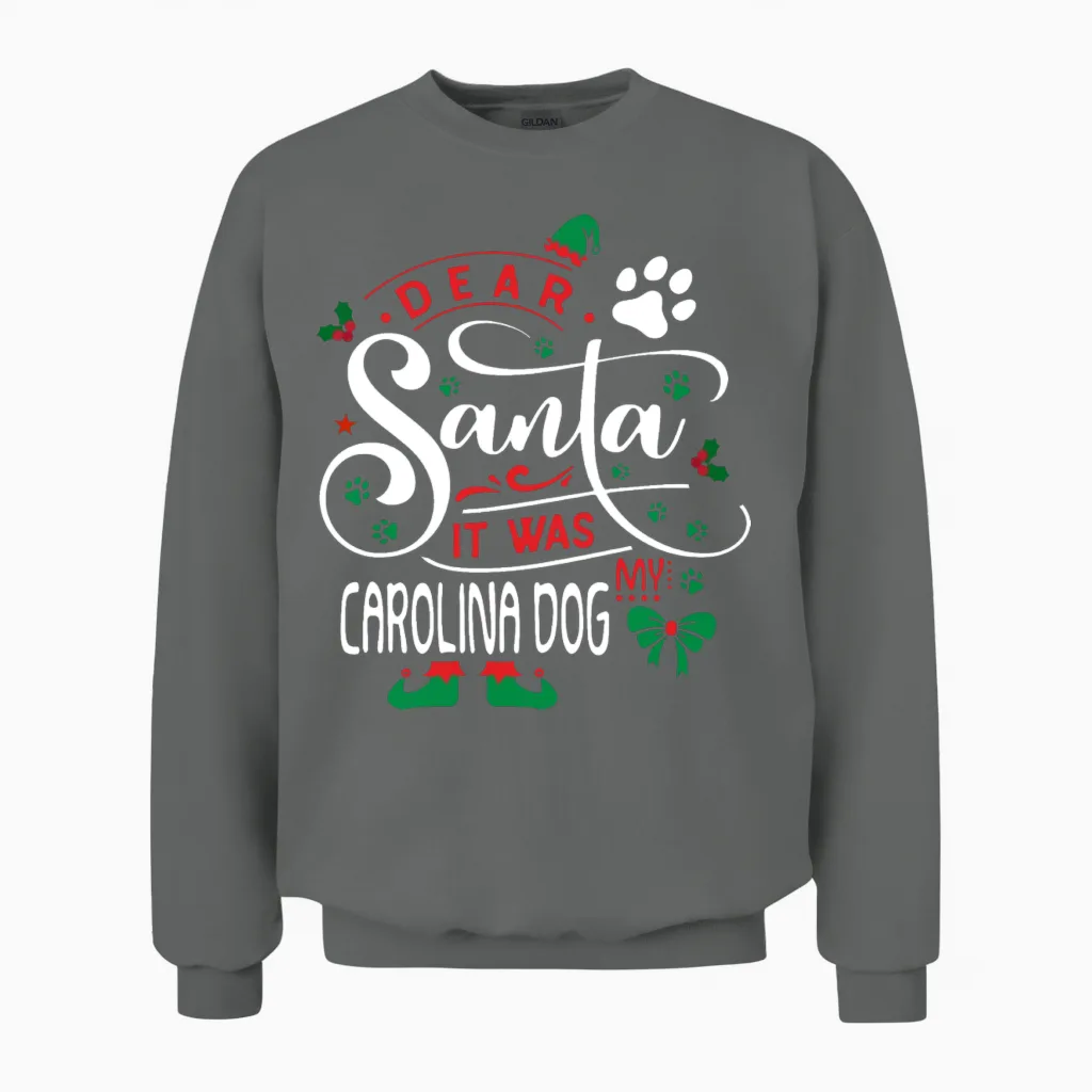 Carolina Dog Dog Christmas Dog Breed Unisex Sweatshirt in Graphite Heather