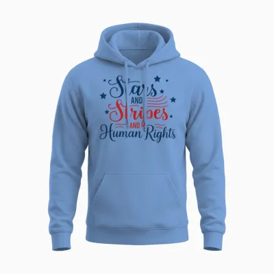 Stars and Stripes and Human Rights Patriotic 2 Sides Unisex Hoodie - Carolina Blue