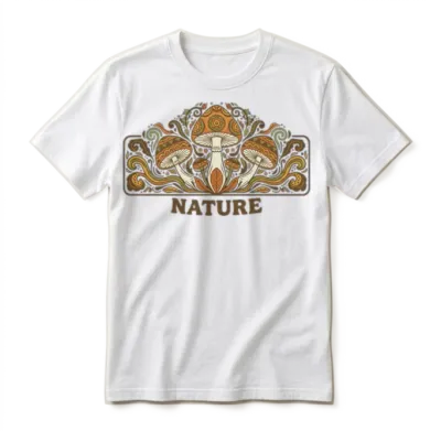 Retro Mushroom & Nature Pattern Guide Unisex T-Shirt - White