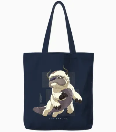 Avatar the Last Airbender Appa Flying Bison Air Nomads T-Shirt, Black Tote Bags - Navy