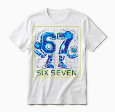67 Cyber Robots - Six Seven 6—7 Slang-Meme Für Jungen Und Teenager Unisex T-Shirt - White