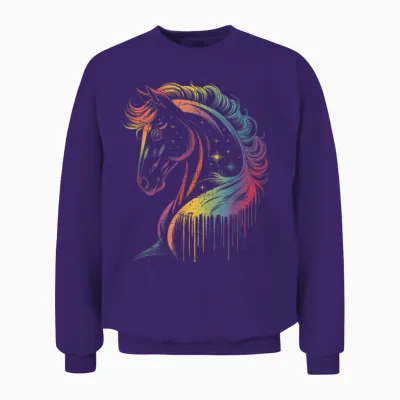 Horse T-Shirt Riding Galloping Horse Motif Dressage Jumping Unisex Sweatshirt - Purple
