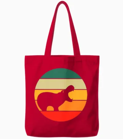 Retro Hippo Tote Bags - Red