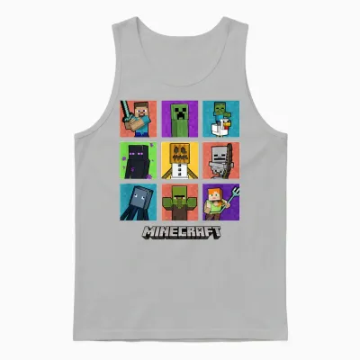 Minecraft Group Shot Colored Box Up Unisex Tank Top - Ash