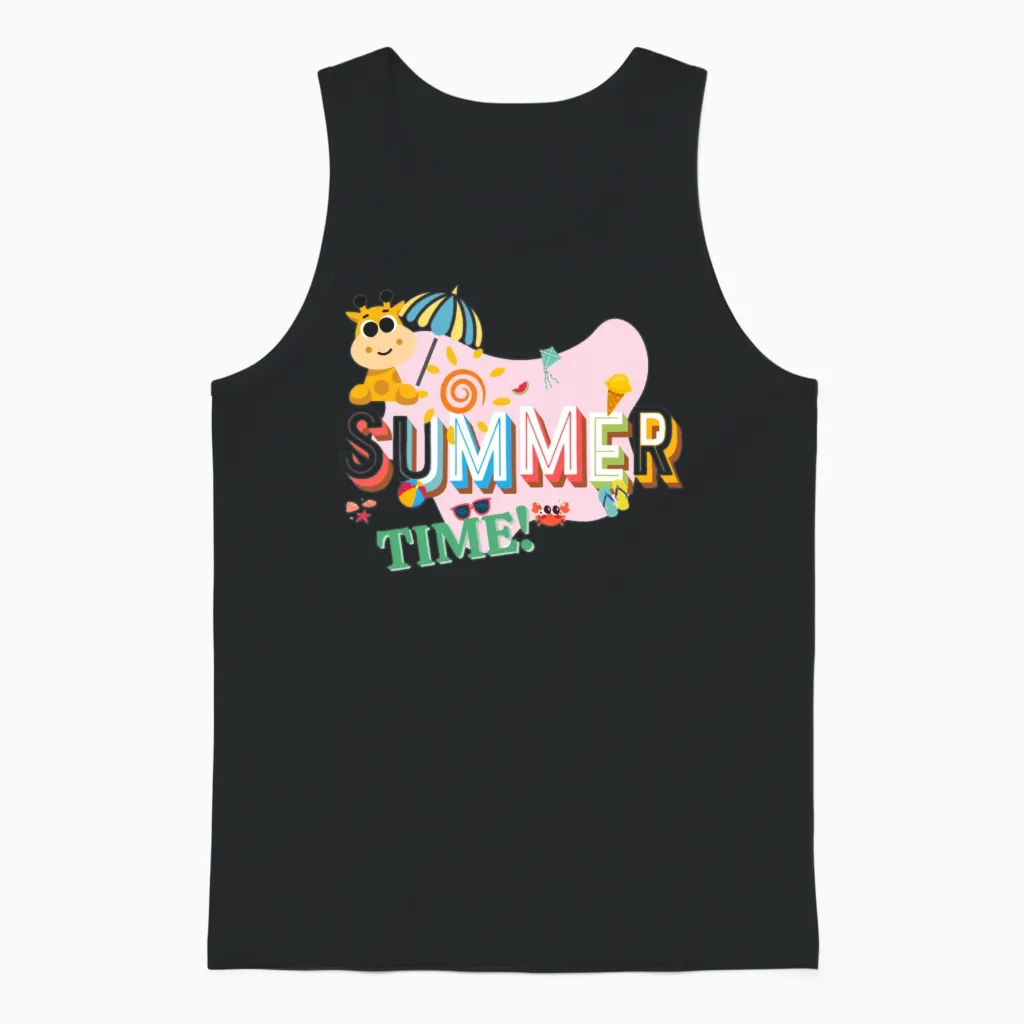 Cute Summer Time - Fun Beach Holidy Unisex Tank Top in Black