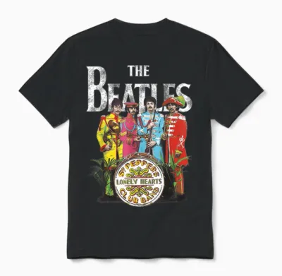 The Beatles Music Band Sgt Pepper by Rock Off Unisex T-Shirt - Black