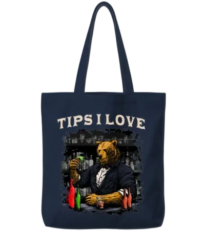 Tips I Love Funny Bartender Humor Bartending Sayin Tote Bags - Navy