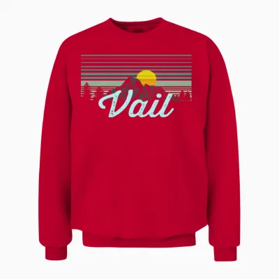 Vail Retro Style Colorado Unisex Sweatshirt - Red