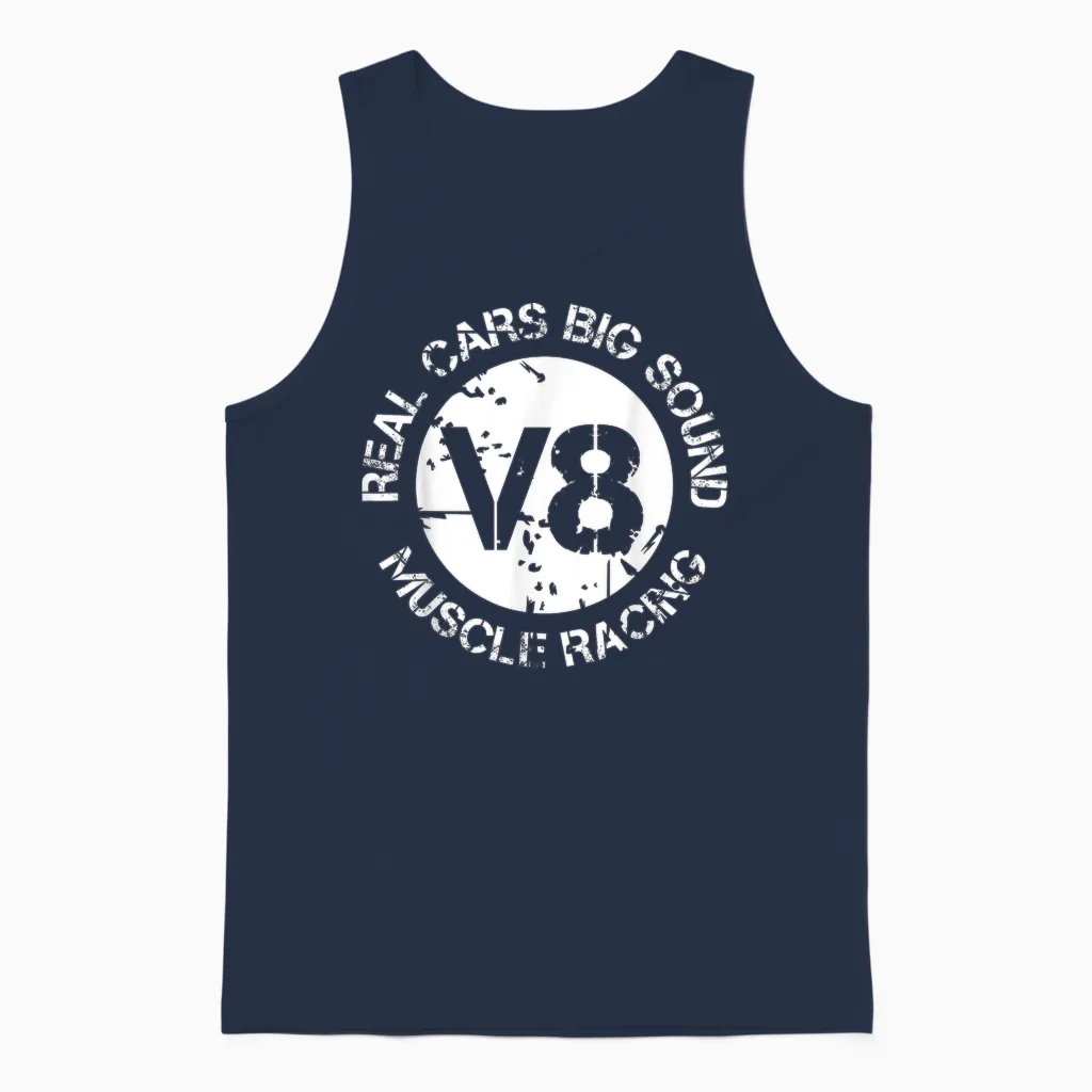 Logo V8 American Musclecar Classic Unisex Tank Top in Navy