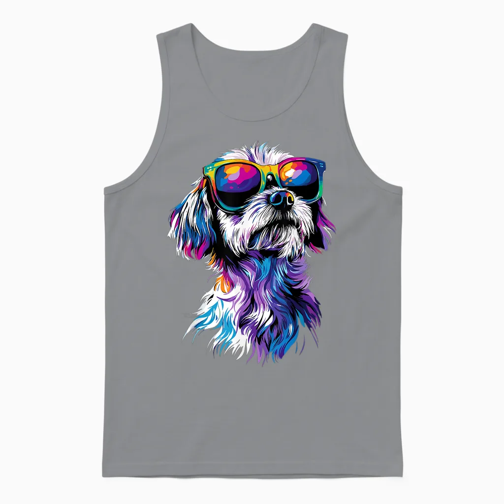 Malteser Mit Sonnenbrille Maltese Hunde Liebe Süßer Malteser Unisex Tank Top in Sport Grey
