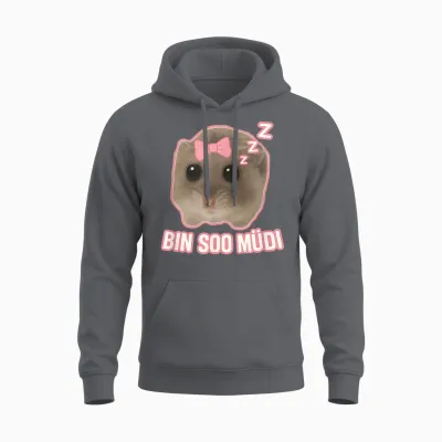 Sad Hamster Schlaf Meme Bin So Müdi Schlafi Lustig Unisex Hoodie - Charcoal