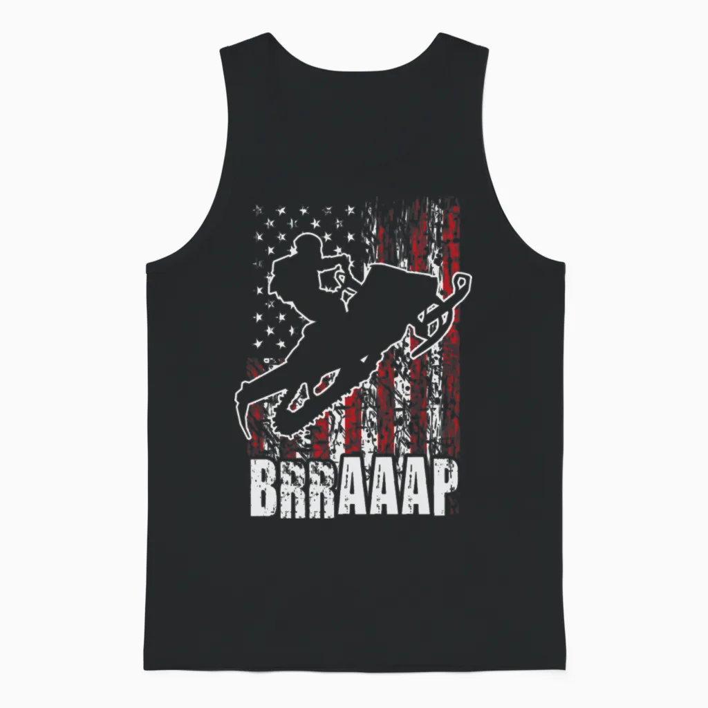 Snowmobile Riding Usa Unisex Tank Top in Black