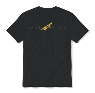 Trumpet - Trumpet Heartbeat Unisex T-Shirt - Black