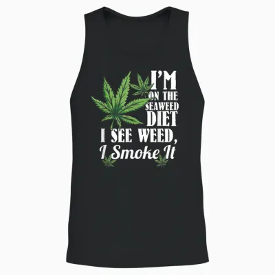 Marijuana Shirts, Funny Weed Stoner, See Weed Smoke It Unisex Tank Top - Black