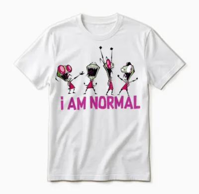 Nickelodeon Invader Zim I Am Normal Dance T-Shirt Small Unisex T-Shirt - White