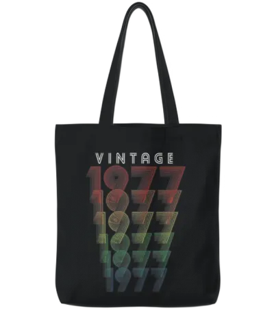 Vintage 1977 Gift 1977 Birthday Retro Men Women Tote Bags - Black