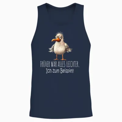 T-Shirt with German Text "früher War Alles Leichter Ich Zum Beispiel" [german Langu Unisex Tank Top - Navy
