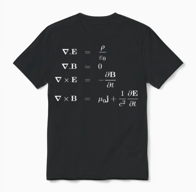 Maxwell Equations of Electromagnetism Physics Unisex T-Shirt in Black