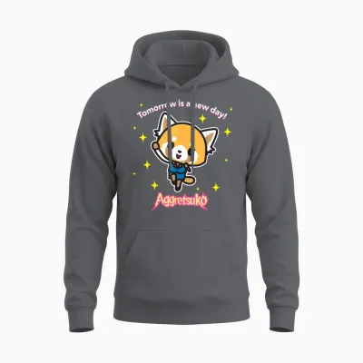 Aggretsuko "tomorrow Is a New Day" Unisex Hoodie - Charcoal