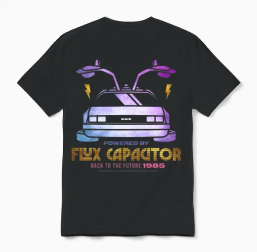 Back to the Future Powered by Flux Capacitor Unisex T-Shirt in Black