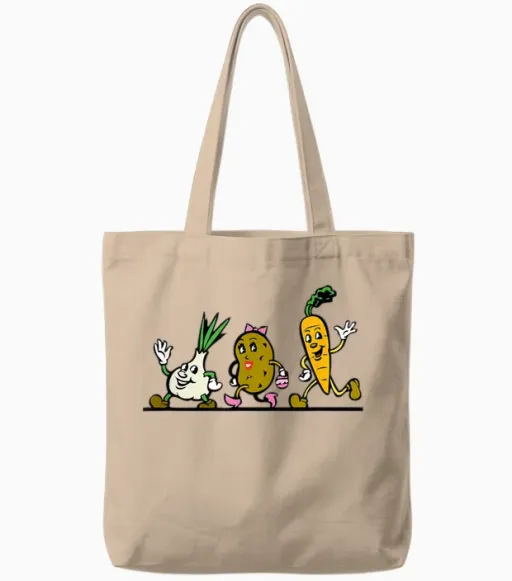 Fruits and Vegetables Tote Bags - Natural