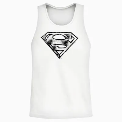Superman S-Shield Logo Black and White Unisex Tank Top - White