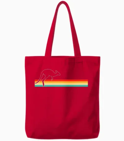 Kangaroo Retro Tote Bags - Red
